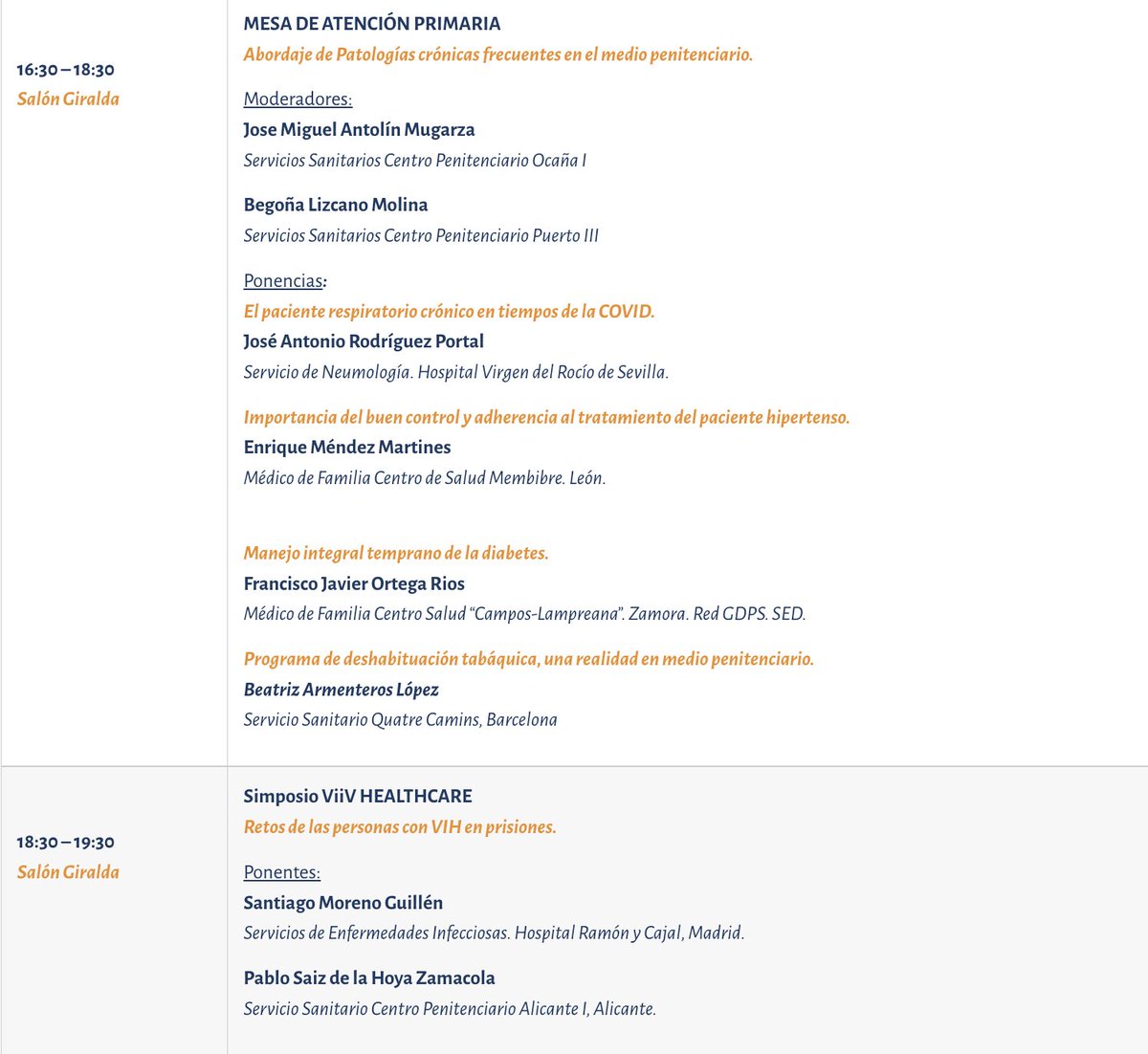 Sanidad_Peniten's tweet image. #SESP2022 XIV Congreso Nacional y XXII Jornadas de la Sanidad Penitenciaria

Programa científico del viernes 4 

👨‍🔬👩‍🔬Simposios #CAMARUS  #healthcare 
🩺Mesas de #SaludMental  y #AtencionPrimaria
🎤Comunicaciones 
🔬Talleres

jerez2022.congresosesp.es
👇👇👇👇👇👇👇👇