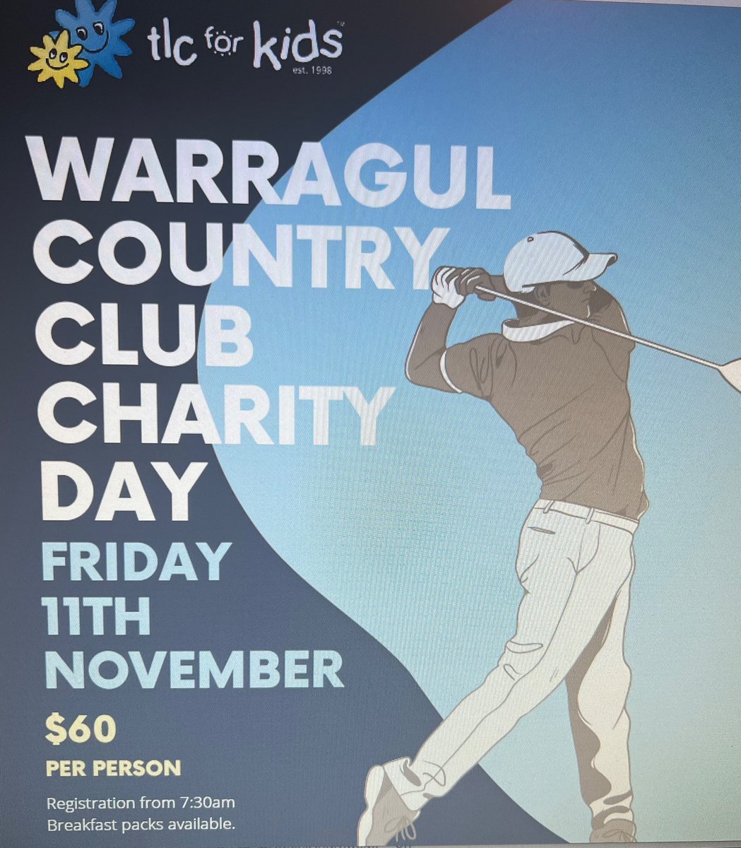 Can’t wait for the TLC for kids golf day, if you would like to join please contact me for further information, it will be a great day out, raising money for a great cause.