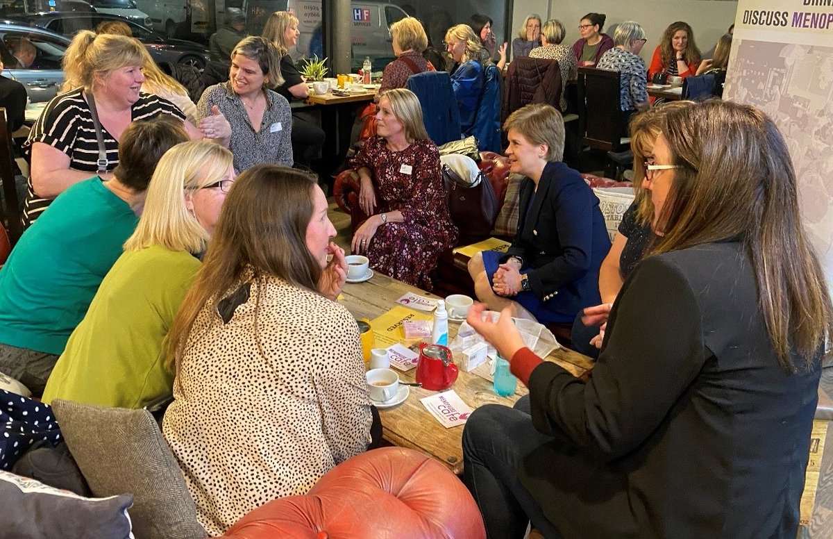 To mark #MenopauseAwarenessMonth, First Minister @NicolaSturgeon attended a @Menopause_Cafe in Perth to discuss all things menopause and hear personal experiences first-hand. The events offer an opportunity for open conversation for everyone affected by menopause.