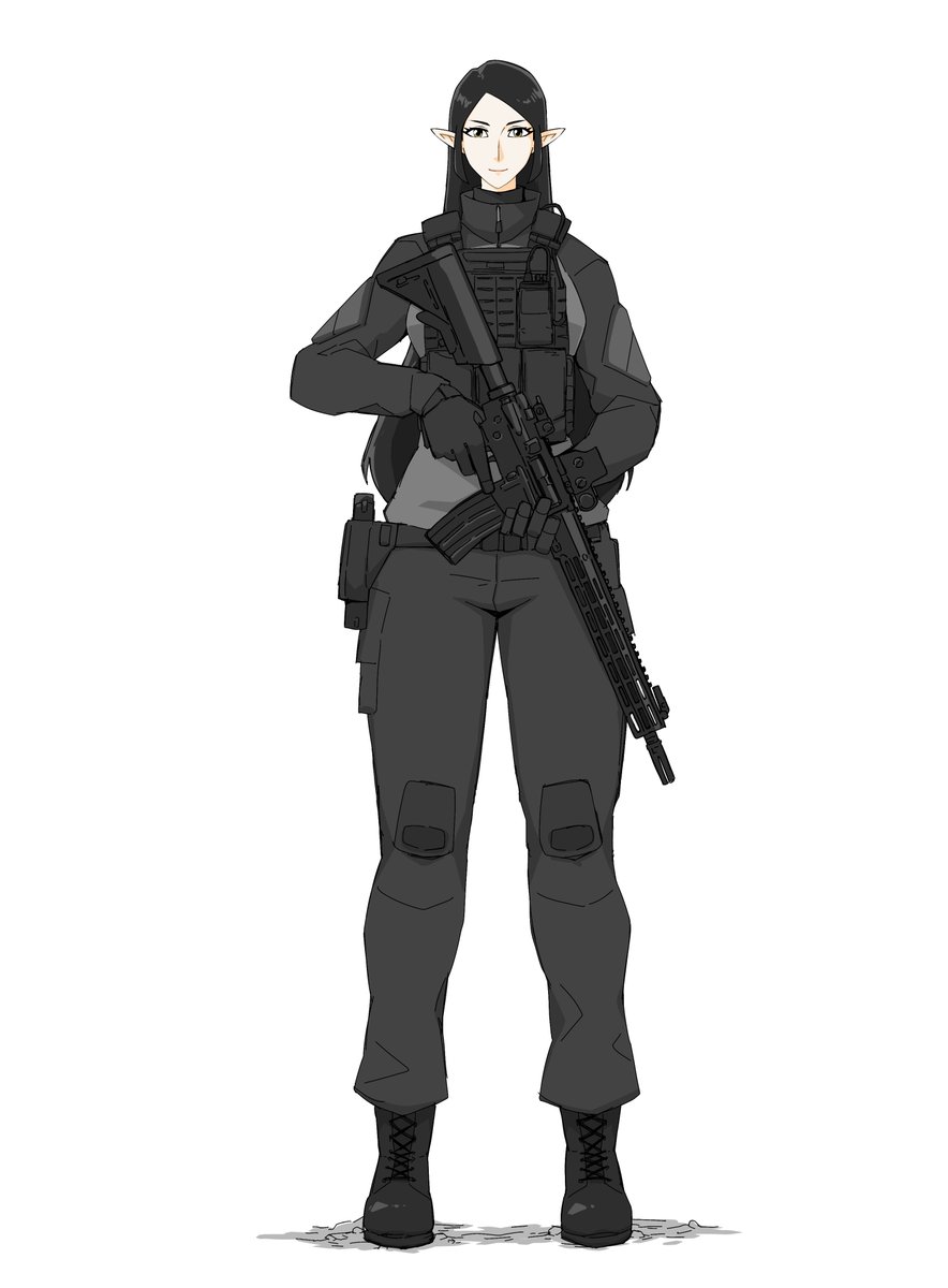 1girl gun weapon solo long hair gloves assault rifle  illustration images