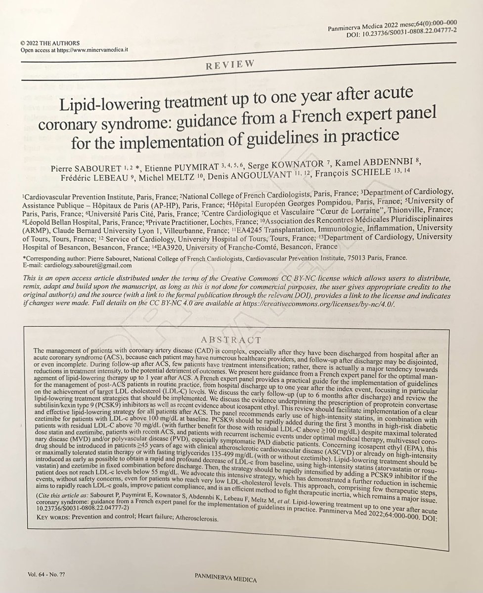 SABOURETCardio's tweet photo. Upfront #LLT strategy in post #ACS patients: expert panel to improve implementation of guidelines and obtain more patients with a LDLC below 55 mg/dL #Teamwork #FrenchGroup https://t.co/SN3Yzkhr9R
