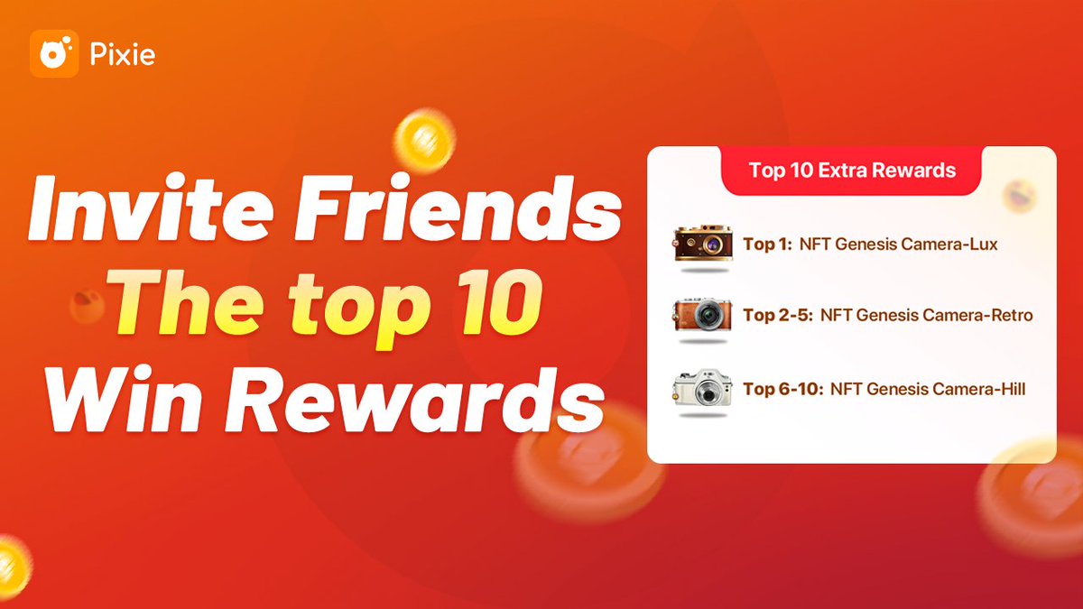 PixieApp's tweet photo. Exciting news guys!
Top 10 inviters will receive free Genesis Cameras!
The Cameras will significantly BOOST your earnings!
Invite your friends to join Pixie NOW! https://t.co/5U3DmR6ji0