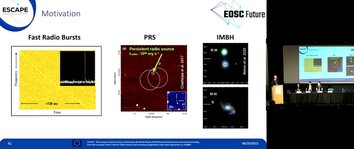 ESCAPE_EU's tweet photo. .@danyvohl the extreme #universe #software demo searching for FRB persistent radio source counterparts in dwarf #galaxies using @LOFAR will be released in our #OSSR repository &amp; fully integrated into the #ESCAPE #VRE #ESCAPEtotheFuture @EOSCFuture https://t.co/gM140bR2Zk
