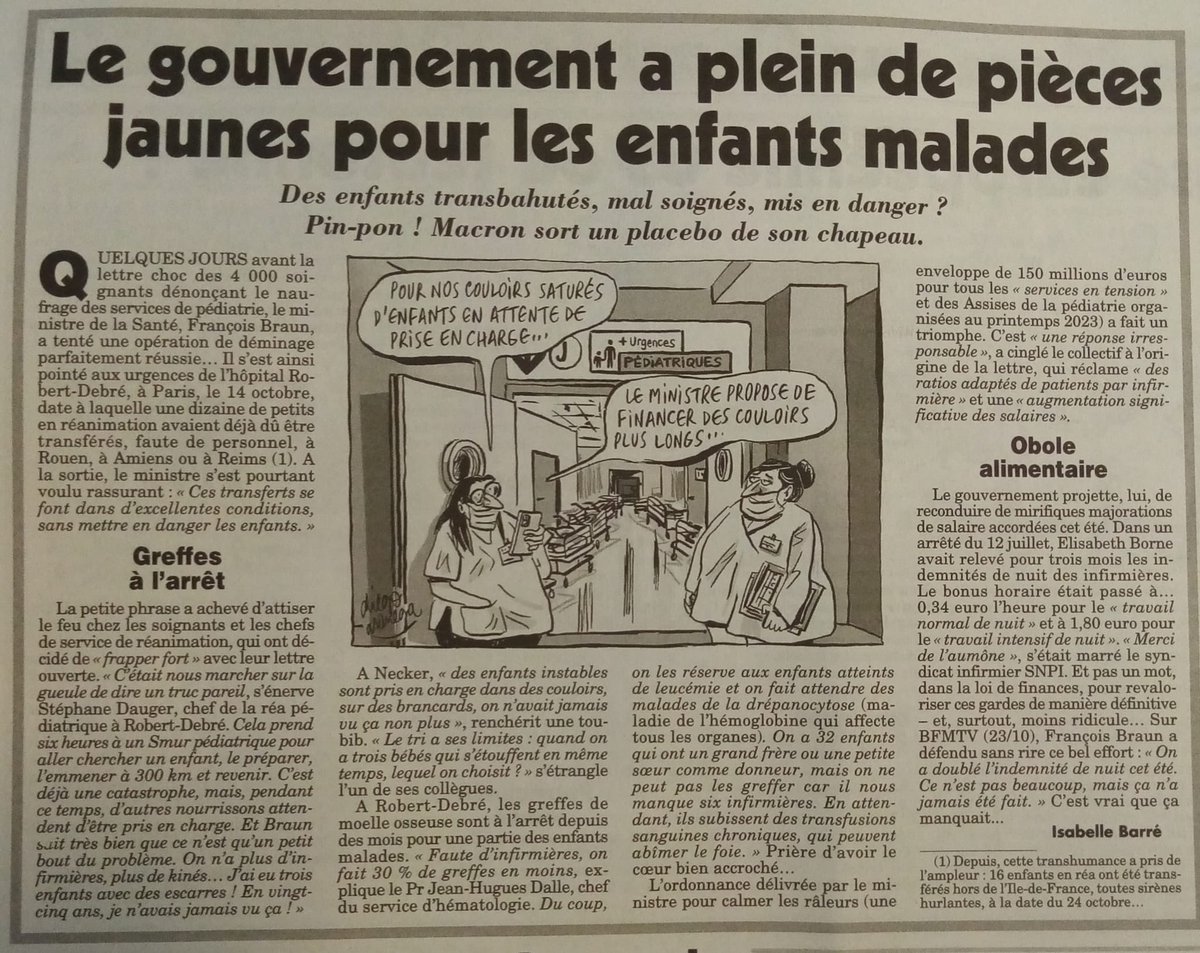 ctifpediatrie's tweet image. ⁦merci ⁦⁦@canardenchaine⁩ pour cette prise de position pleine de réalisme. Comment pouvons nous encore accepter tout ça pour nos enfants ? #pediatrie