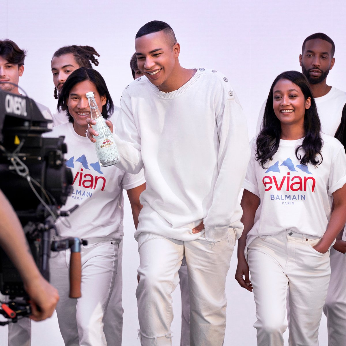 BALMAIN x EVIAN Behind the scenes of our new #BALMAINxEVIAN limited-edition campaign with @ORousteing 💧​ The Creative Director of the iconic fashion house @balmain reimagined our 75cl glass bottle taking inspiration from the universes of both French houses.​ ​#BALMAINxEVIAN