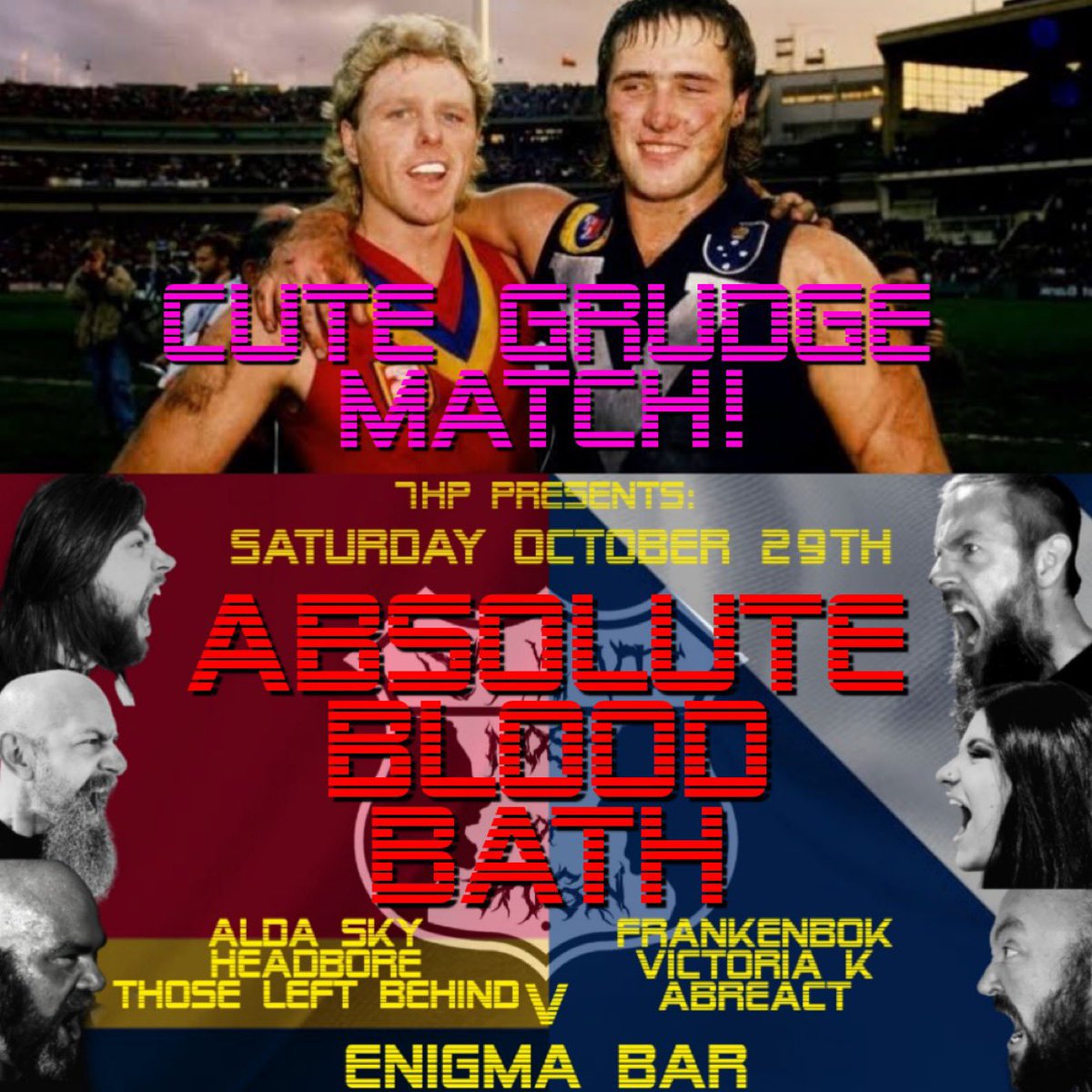 Our set at Mosh Of Origin at the wonderful Enigma Bar Adelaide this Saturday October 29th, consists of 85.71% new album tracks. 

Will you be there to throw down?
Better fucken.  This ain’t no cute grudge match.
Ticket link in bio! Event details: facebook.com/events/s/7hp-e…