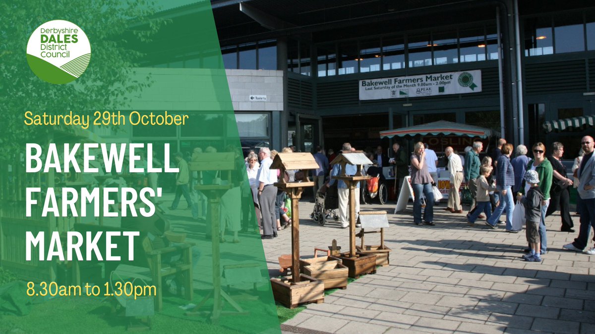 Our fabulous #Bakewell Farmers' Market is back this Saturday 29th October, 8.30am to 1.30pm with around 50 stalls. We look forward to welcoming you to the ABC😊
