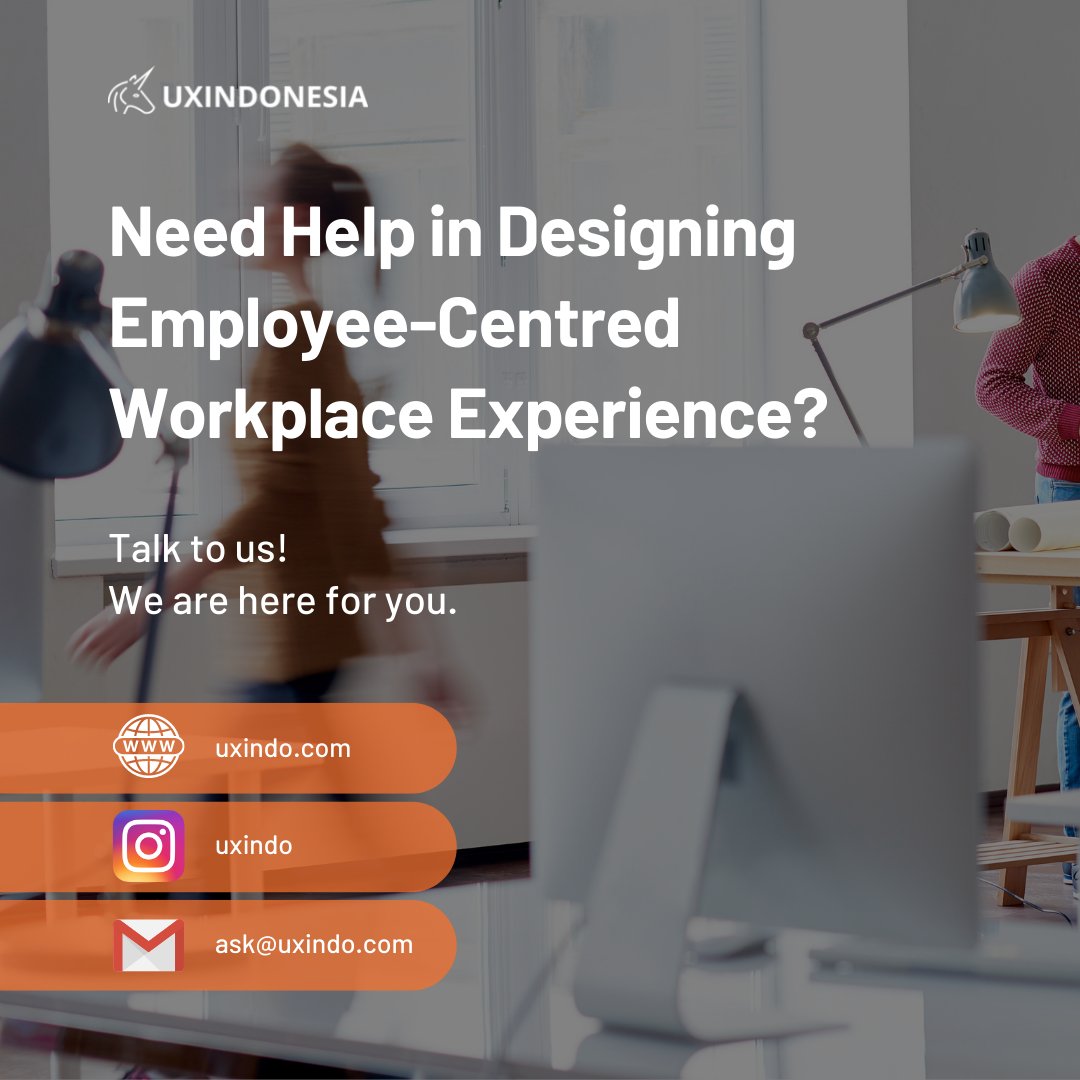 Sering backpain karena bekerja di depan komputer? Pusing karena ruang kerja terlalu gelap?
Tenang, desain yg baik bisa membantumu terhindar dari masalah tersebut.
Ingin kantormu memiliki desain yg berpusat pada kesehatan karyawan?
Hubungi kami di ask@uxindo.com #uxindo #cxinsight