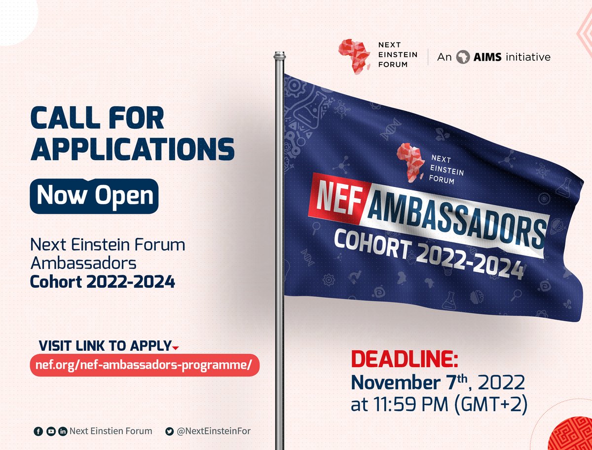 #ICYMI: Applications for the NEF Ambassadors call are still open! If you are a young STEM champion in your country and passionate about promoting STEM, don't miss this opportunity and apply! The deadline is extended until November 7, 2022! Find out more👇!
nef.org/nef-ambassador…