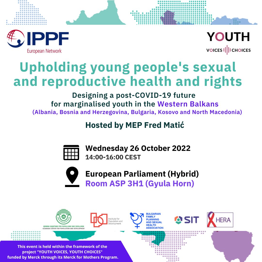 ippfen's tweet photo. TODAY @ 14h we are holding an event with @fred_matic on how #COVID affected young people’s access to #SRHR in the Balkans & how decision-makers can deliver a more youth-friendly post-pandemic future!
💻Join us via this 🔗: https://t.co/bNfbsZB9mk
#YouthVoicesYouthChoices #YVYC https://t.co/j1SpfzACBN