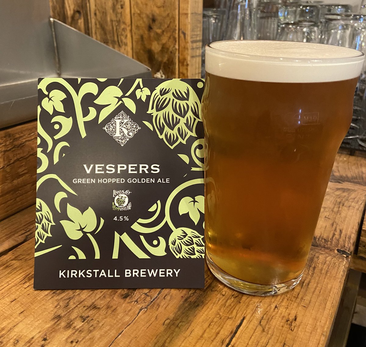 HeatonHops's tweet photo. A Green hopped ale from @kirkstallbrew @leedshops is hitting the hand pulls next using locally grown Cascade hops Vespers is a 4.5% Golden Ale https://t.co/Yb5iPOQ3iK