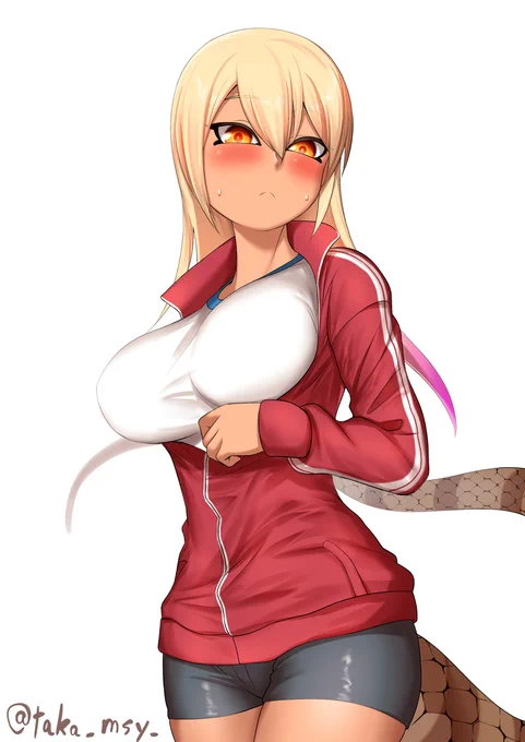 何故かチャックが上がらないキングコブラさん #けものフレンズ #キングコブラ(けものフレンズ) #褐色 #けもフレ #ジャージ #スパッツ  
