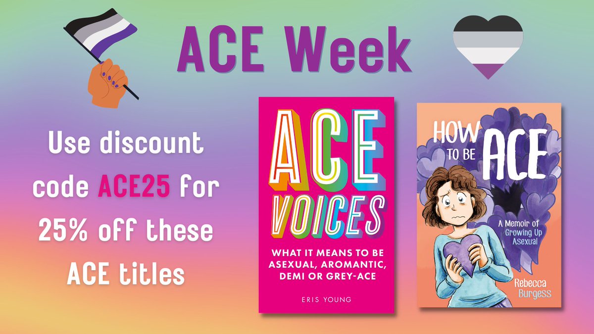 JKPGender's tweet photo. Get 25% off How to Be Ace and Ace Voices 💜 

Enter code ACE25 at checkout on https://t.co/qlUhFP5UGn to make the most of this special offer!

How To Be Ace: https://t.co/RIZsS9cWzO

Ace Voices: https://t.co/1h7NtNSHlg

#AceWeek2022 #AceWeek #AsexualWeek #AcePride #AsexualPride https://t.co/dEw3IlGnNf