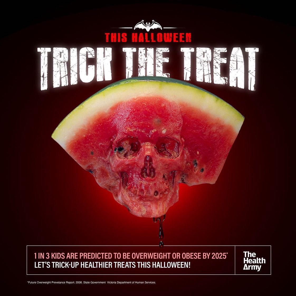 I teamed up with CD <a href="/TobeP/">Tobe Pickford</a> &amp; The Health Army to trick up healthy alternatives to candy given to trick-or-treaters on Halloween. 3D watermelon sculpted &amp; textured in ZBrush. Rendered in Maya with VRay. #trickthetreat #halloween #cgi #trickortreat #advertising #advertisingagency