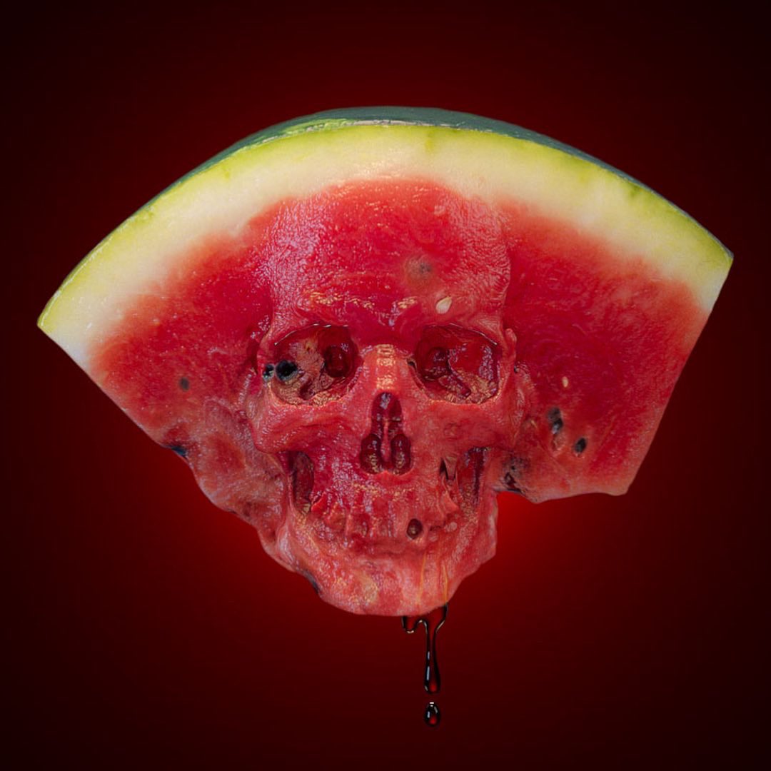 PAULGAWMAN's tweet photo. I teamed up with CD @TobeP &amp; The Health Army to trick up healthy alternatives to candy given to trick-or-treaters on Halloween. 3D watermelon sculpted &amp; textured in ZBrush. Rendered in Maya with VRay. #trickthetreat #halloween #cgi #trickortreat #advertising #advertisingagency https://t.co/mrC4I30bYM