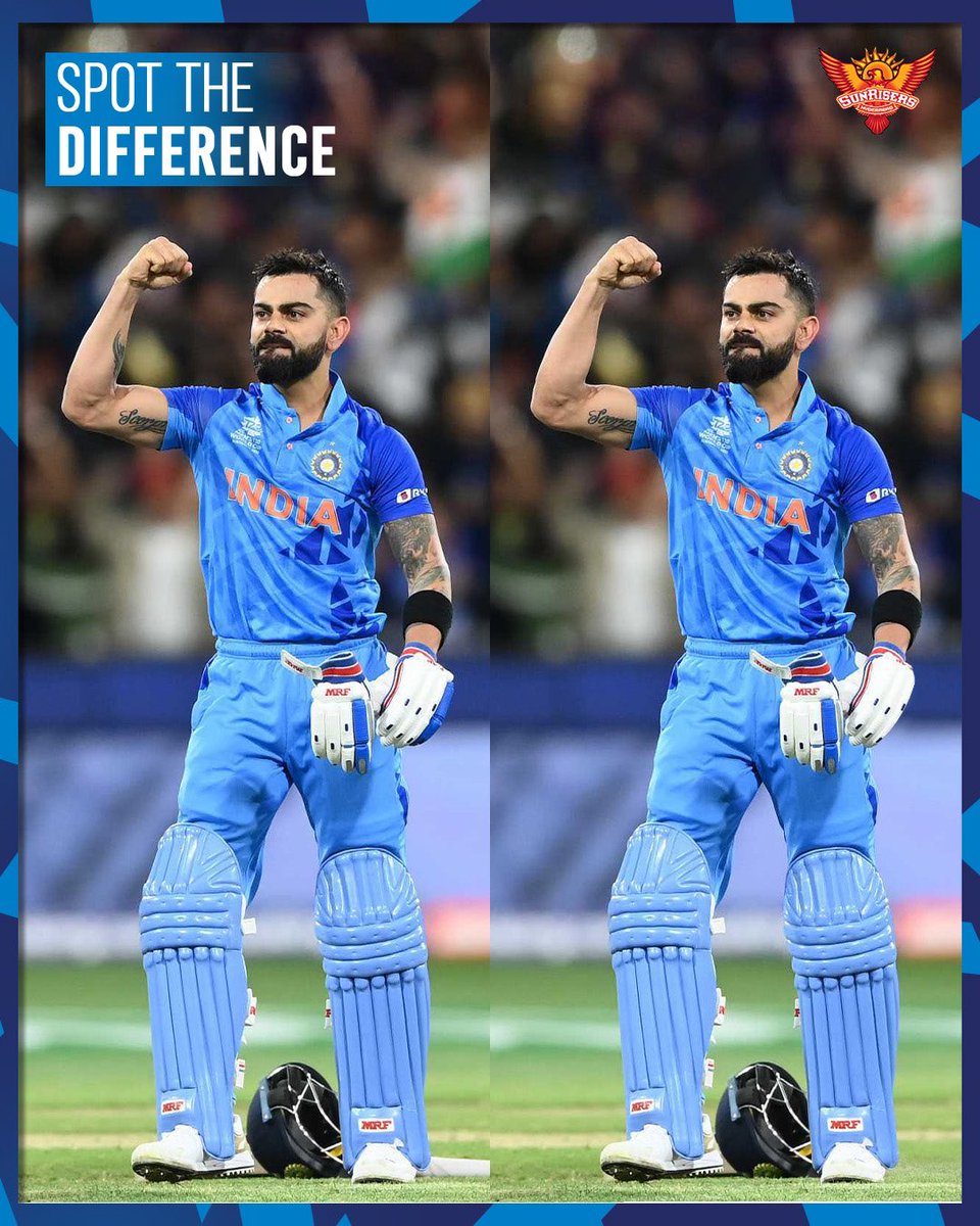 SunRisers's tweet photo. We hope that these are the only 3️⃣ differences in Kohli as we gear up for 🇳🇱 v 🇮🇳

#T20WorldCup #NEDvIND #TeamIndia #OrangeArmy https://t.co/be8DAzArqT