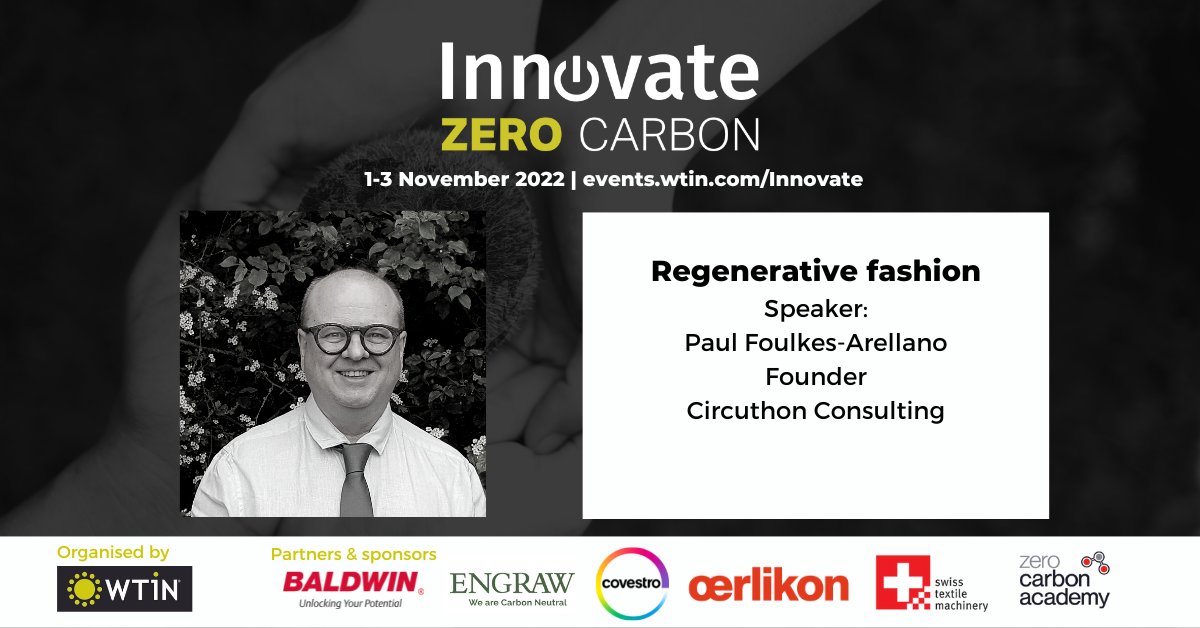 Regenerative fashion, with Paul Foulkes-Arellano from <a href="/circuthon/">Circuthon</a>. This talk will share how regenerative fashion is not just about going carbon neutral but also about adding back to the environment. Register virtually: events.wtin.com/event/f5bac4f2…
#WTiNInnovate #regenerativefasion