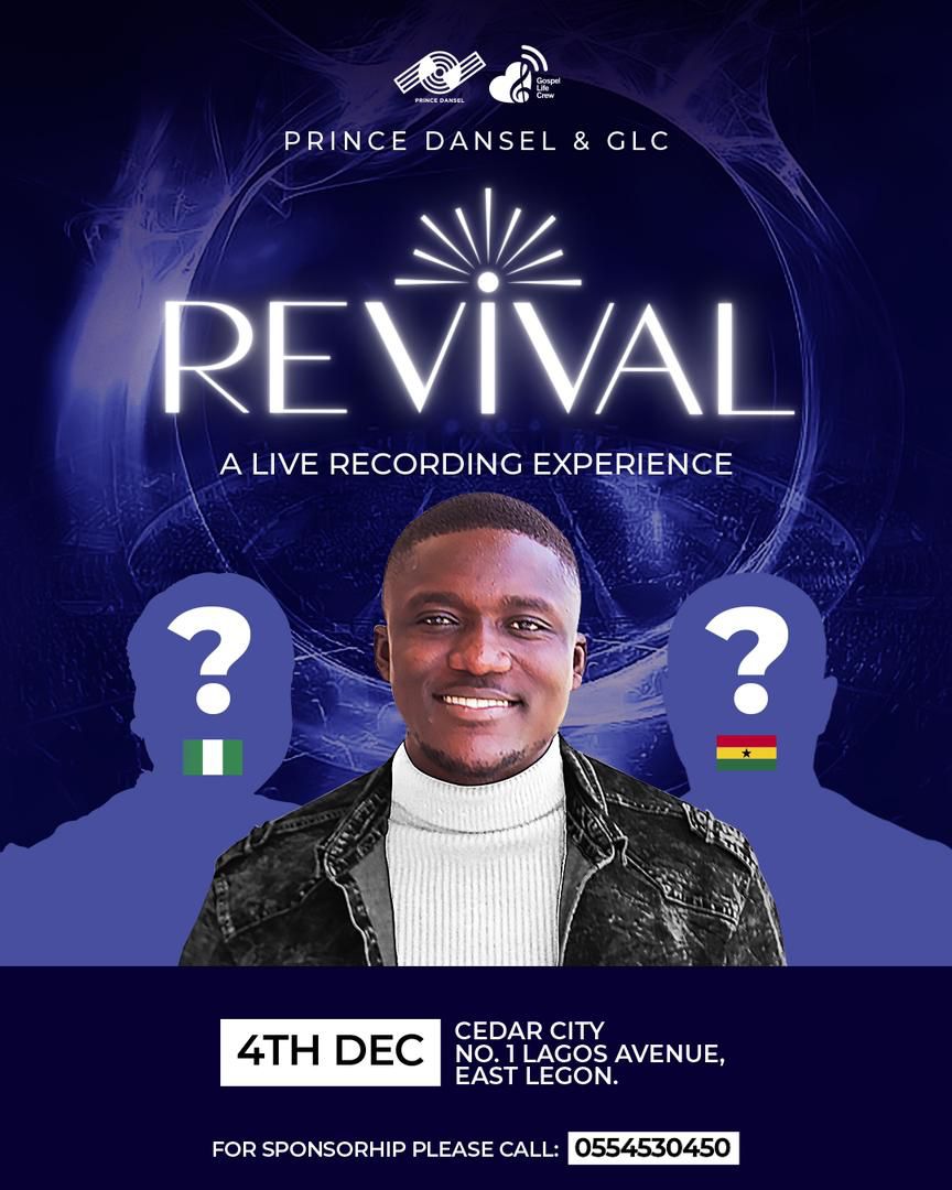 dansel_prince's tweet photo. The journey begins today !!
GUESS WHO is coming for Revival 2.0. Happy New week fam.Kindly help us share!!
#RevivalIsHere
#SoundsOfRevival
#TeamGLC
#Dec4th
#Anticipate๐ฌ๐ญ๐ณ๐ฌ https://t.co/gNo8EV3JIL