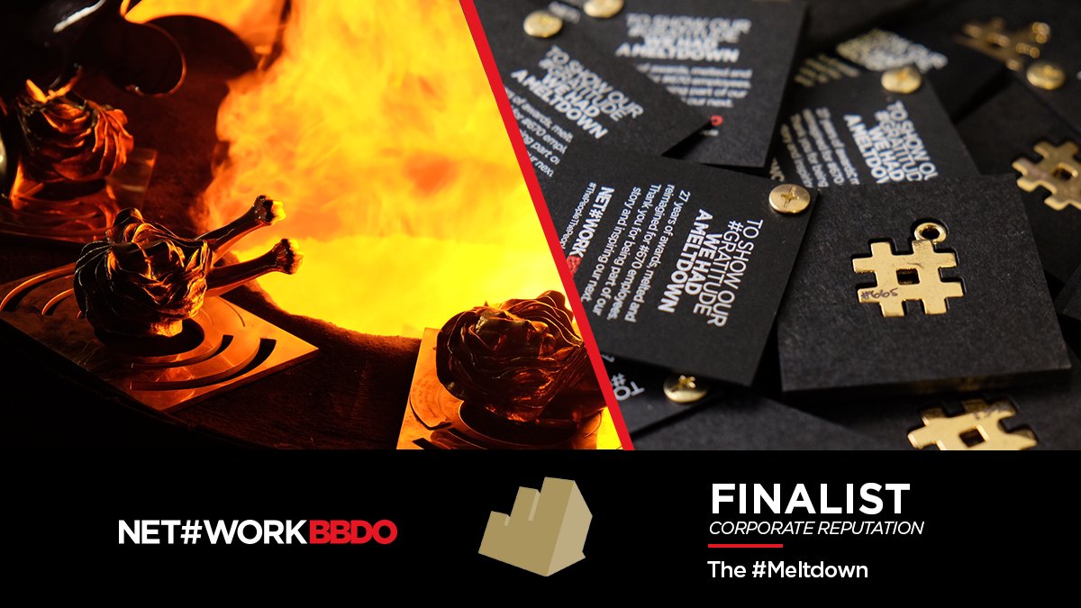 Well, this is awkward. We’re excited to be nominated for an Effie Award in Corporate Reputation for #MeltDown. We melted down 27 years of awards and gave a piece of them to #ThePeople that made it all possible. Clearly, we were just making space for more. 🤞 #NetworkBBDO