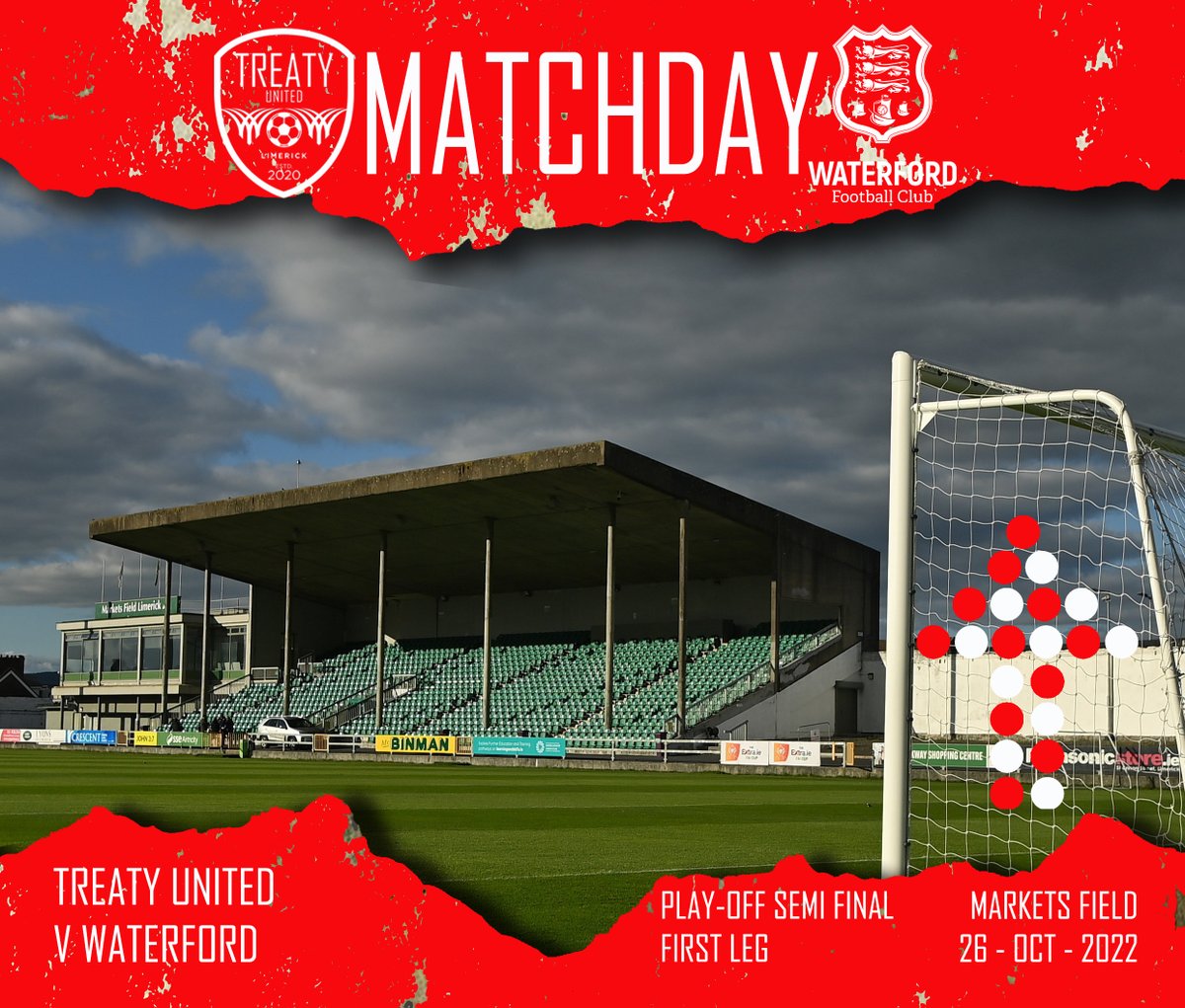 TreatyUnitedFC's tweet photo. 📍𝐌𝐚𝐫𝐤𝐞𝐭𝐬 𝐅𝐢𝐞𝐥𝐝, 𝐋𝐢𝐦𝐞𝐫𝐢𝐜𝐤

Less than two hours until Treaty United face off against @WaterfordFCie in the first leg of the promotion play-off semi-final.

There's still time to get your tickets for what is a huge game!

🎟️ - https://t.co/svCfjqOPkk https://t.co/FmpPzJhKrv