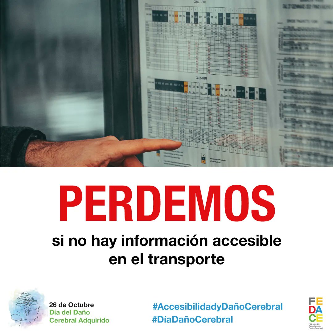 📈 En España viven más de 435.000 personas con Daño Cerebral Adquirido. Un gran porcentaje experimenta alteraciones de tipo físico y sensorial, cognitivo o alteraciones en la comunicación. Nos sumamos y apoyamos a @fedaceorg y su campaña #Accesibilidadydañocerebral