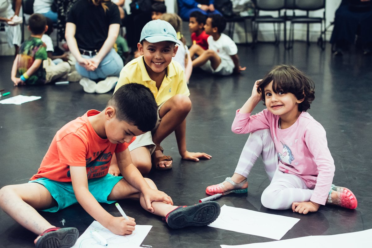 SBC_Theatre's tweet photo. If this doesn't lift the mood what will?!

Because happy times with new friends are the perfect remedy for these turbulent times 🌞🧡 

We are having a ball this half-term with #FamilyFunDays @TheMontyArts and our newly launched #YouthTheatreofSanctuary @OldhamColiseum https://t.co/I1IYp4aAcx