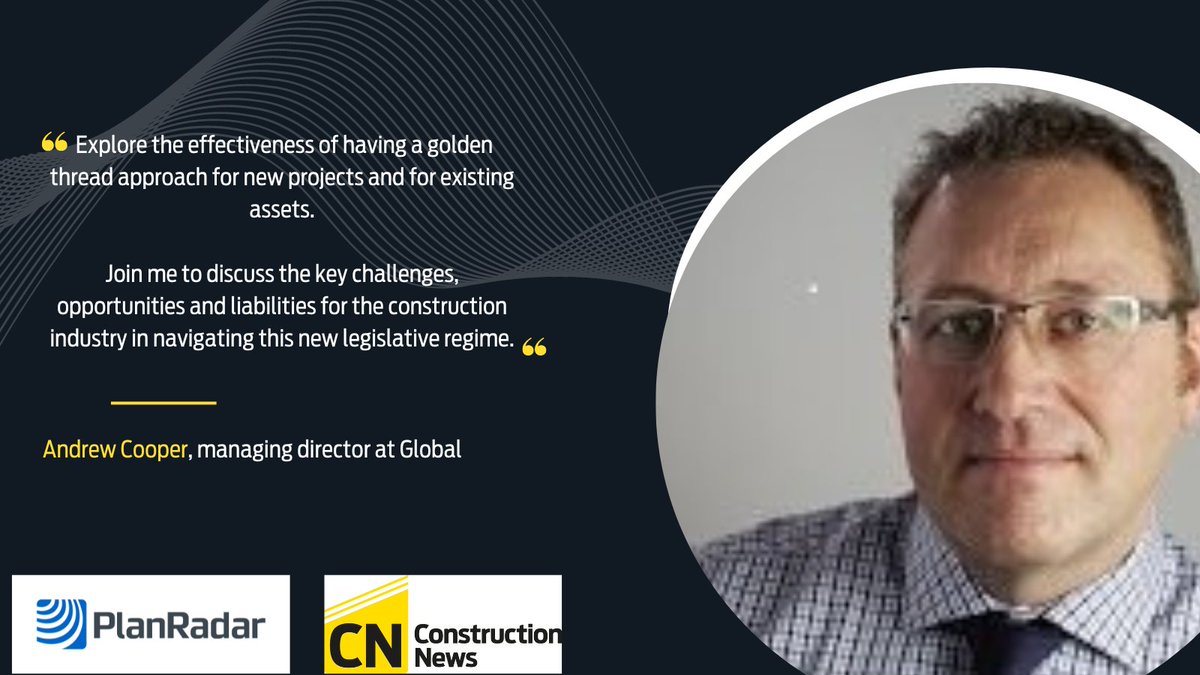 Exclusive webinar | Weaving the ‘golden thread’ into your projects Hear Andrew Cooper, managing director at @GTSGlobalTech discuss the key challenges and liabilities for the #constrictionindustry in navigating this new legislative regime bit.ly/3ylOtSK