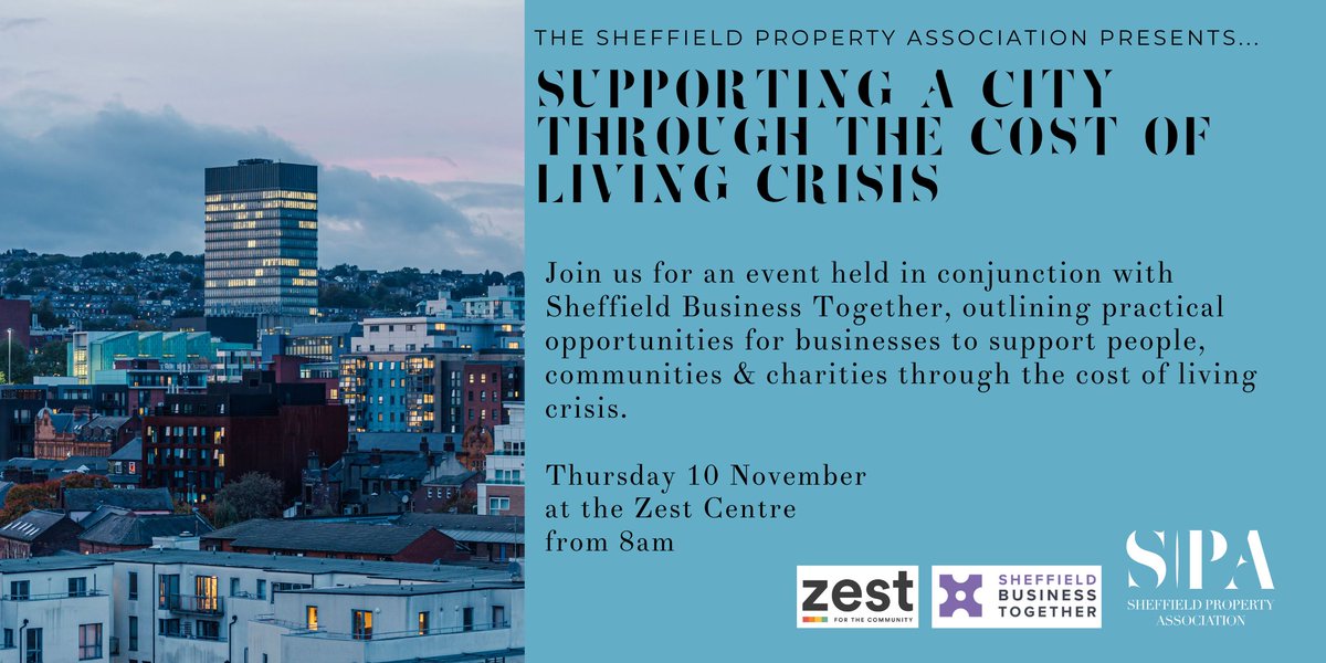 SheffPA's tweet photo. As the cost-of-living crisis deepens, some will feel its effects more acutely than most. Our next event will feature a panel including Sheffield Business Together and Voluntary Action Sheffield, detailing businesses' opportunities to help. To sign up, use the link in our email. https://t.co/MrjA2wHIk7