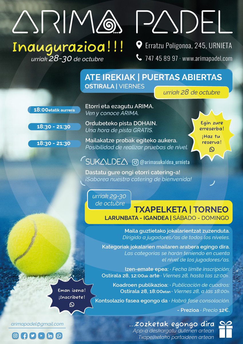 ArimaPadel's tweet photo. 𝗘𝘀𝘁𝗲 𝗩𝗜𝗘𝗥𝗡𝗘𝗦, 𝗔𝗕𝗥𝗜𝗠𝗢𝗦 𝗟𝗔𝗦 𝗣𝗨𝗘𝗥𝗧𝗔𝗦 𝗗𝗘 𝗔𝗥𝗜𝗠𝗔 𝗣𝗔́𝗗𝗘𝗟 𝗨𝗥𝗡𝗜𝗘𝗧𝗔😀
Además, el bar/restaurante 𝗔𝗥𝗜𝗠𝗔 𝗦𝗨𝗞𝗔𝗟𝗗𝗘𝗔 tendrá preparado un 𝗰𝗮𝘁𝗲𝗿𝗶𝗻𝗴 𝗱𝗲 𝗯𝗶𝗲𝗻𝘃𝗲𝗻𝗶𝗱𝗮.👩‍🍳
🔗https://t.co/jAFXZDqwVW

¿𝘛𝘌 𝘈𝘕𝘐𝘔𝘈𝘚? https://t.co/dDkpQXID3J