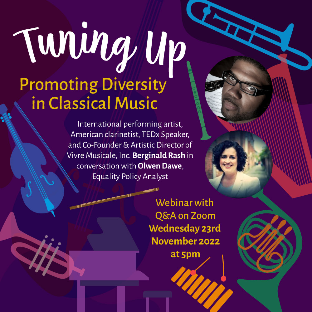 Really excited to be chatting with the wonderful @Bergique about promoting #diversity in classical music next month - join us! Registration at t.ly/FzZi 🎶