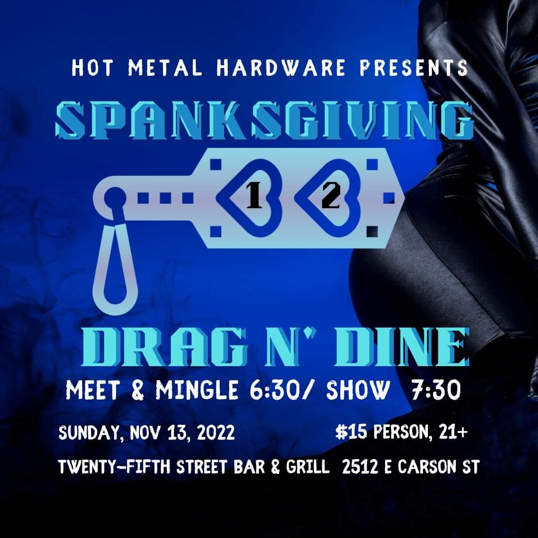 HMHPGH's tweet photo. SPANKSgiving 12 is coming (😉😉)

Join us for a kneel-worthy event at Twenty-Fifth Street Bar and Grill with kinky fun show featuring drag, burlesque, singing, sideshow and more! 

Sunday, November 13th

Doors at 6 pm

Show at 7:30 pm

$15 cover https://t.co/X4OqaCWWA4