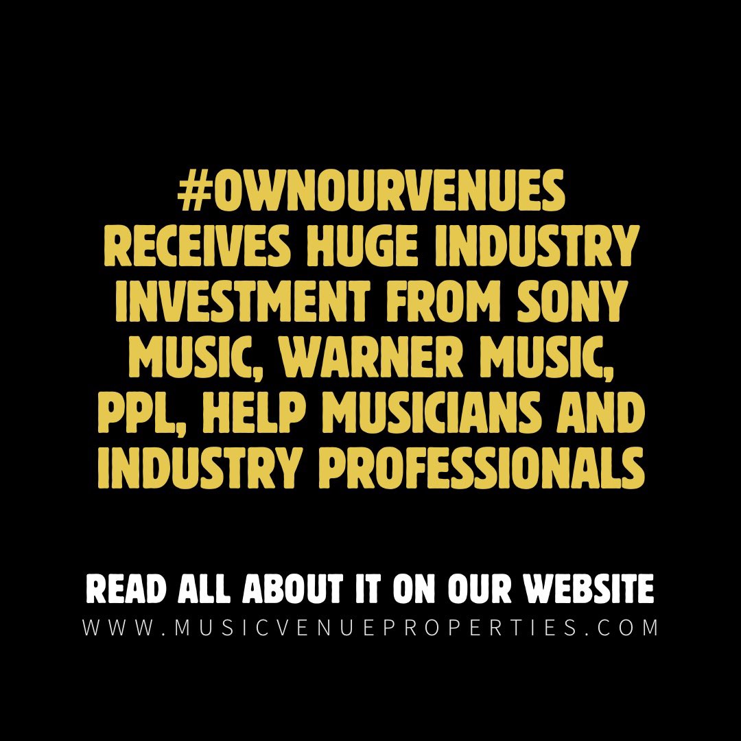 #OwnOurVenues Receives huge industry investment from @SonyMusicUK @WarnerMusicUK @PPLUK @HelpMusicians and industry professionals & more musicvenuetrust.com/2022/10/key-mu… Find out more and Get involved at musicvenueproperties.com @ethexuk @crowdfunderuk