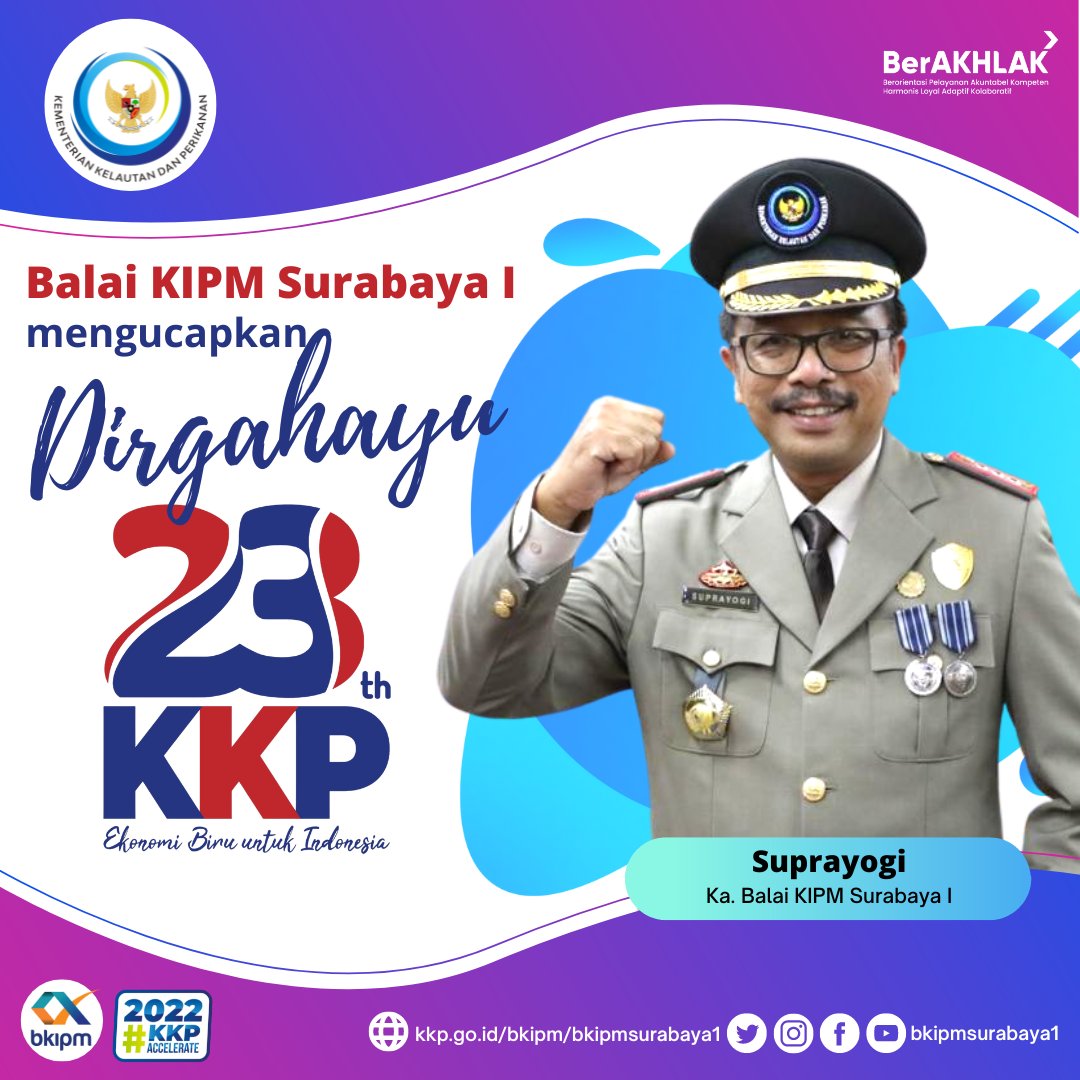 bppmhkpsurabaya's tweet photo. Balai KIPM Surabaya I mengucapkan “Selamat Ulang Tahun ke-23" Kementerian Kelautan dan Perikanan

Mari bersama mengedepankan #EkonomiBiru untuk mewujudkan pembangunan perekonomian Kelautan dan Perikanan Indonesia yang lebih baik.

Ekonomi Biru Untuk Indonesia! https://t.co/J92XIMO1Ve