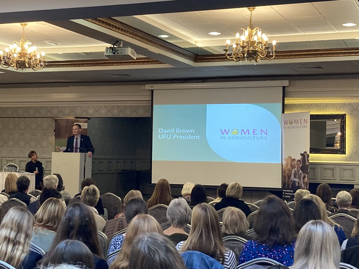 UFUHQ's tweet photo. UFU Women in Ag conference begins 🥳🚺Chair Nicola Weir opens the sold out event at @glenavonhotel52👏
UFU president takes to the stage next, highlighting the immense contribution women make to agriculture, within the UFU and it’s committees, encouraging more to get involved. https://t.co/vGAzjB5xY2
