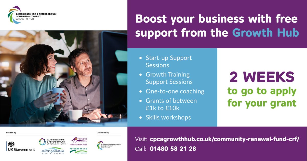 ⏲️ Only two weeks left to take full advantage of this unmissable opportunity for new and growing businesses. ⏲️ Don't miss out, register today - bit.ly/3THm7Ls #GrowthHub #BusinessOpportunity #StartAndGrow #GrowingBusinesses #Startups