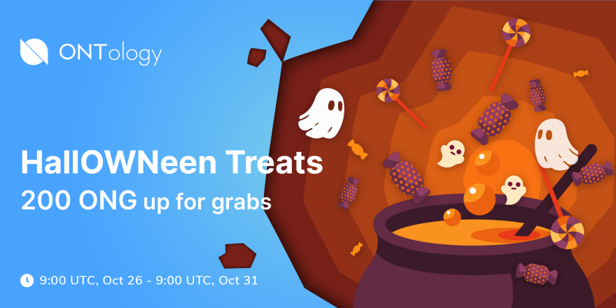 OntologyNetwork's tweet photo. 👻Welcome to our first #Halloween 🎃event. Are you ready to win some $ONG?

You'll need to complete the @taskonxyz to be eligible 👉 https://t.co/JAWYk2djQN

More information about all the fun 👇
https://t.co/PtwAU6B0fB

#Ontology $ONT #ONTID https://t.co/yNyWzBG9xi