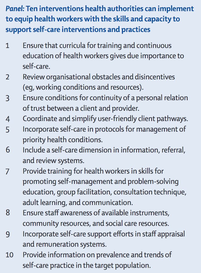 New comment in @LancetGH: #SelfCare interventions are too important to be left to improvisation. Here are 10 actions health authorities can take to equip health workers with the capacity to support self-care bit.ly/3FjcdLx