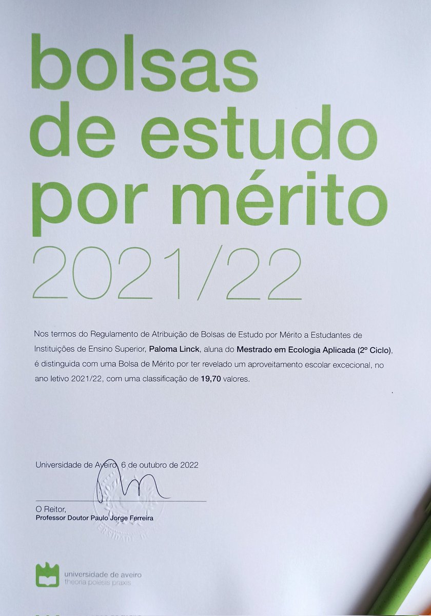 LinckPaloma's tweet photo. I am so happy to share this achievement! Almost a year after I finished my Master's degree in Applied Ecology, I received an email from the @UnivAveiro informing me that I was awarded with a merit grant for my performance in the master's degree. Every effort was worth it! 🦊🌳🐾 https://t.co/EejAzitR8u