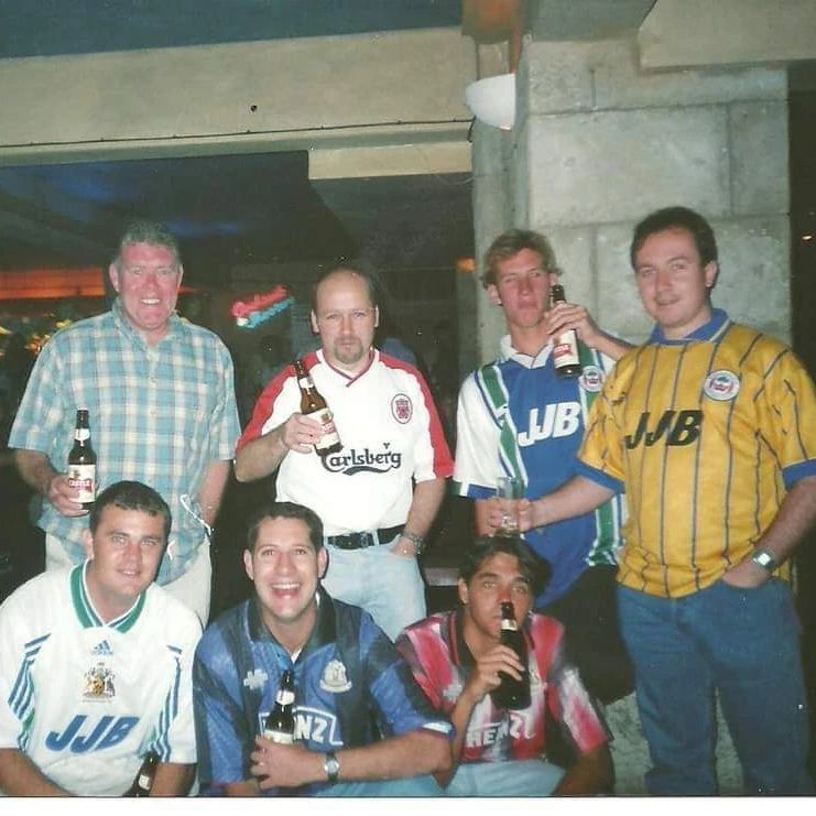 UTFT 1998 everyone out in South Africa in Latics tops apart from 2 lol #wafc
