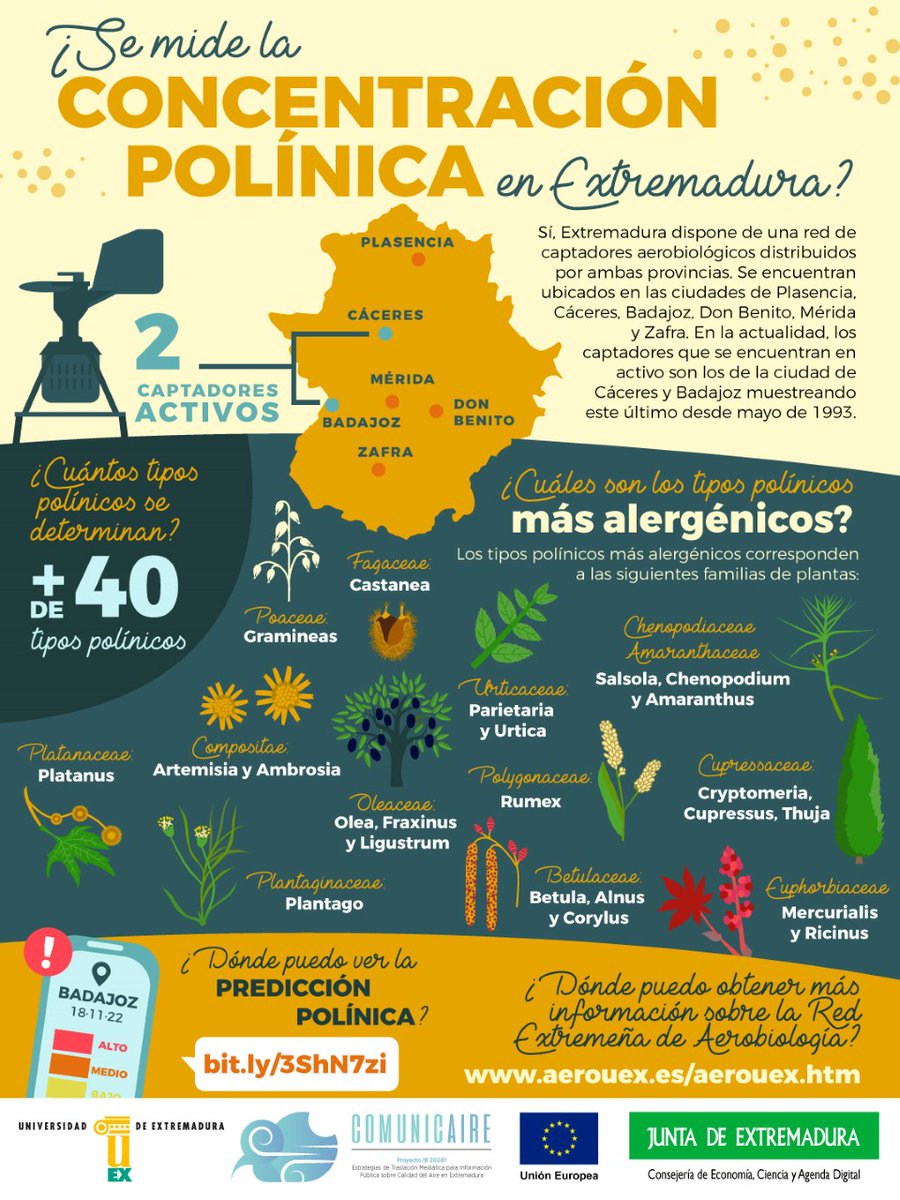 #Comunicaire #Predicciónpolínica #UEX  @UexDivulga @InfoUex Universidad de Extremadura (UEx)   Cultura Científica Universidad Extremadura UEx