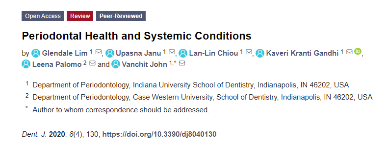 DentistryJ's tweet image. Recommended Reading | #Periodontalhealth and Systemic Conditions
From: Indiana University School of Dentistry @IUDentistry Case Western Reserve University @cwru
mdpi.com/2304-6767/8/4/…
#periodontitis #systemicdisease 
#mdpidentistry via @MDPIOpenAccess @MedPharma_MDPI @DentistryJ