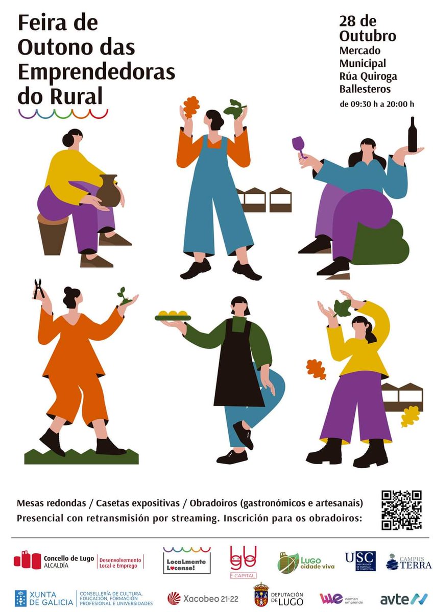 FEIRA DE OUTONO DAS EMPRENDEDORAS DE LUGO

O venres 28 de outubro celebramos no Campus Terra da Universidade de Santiago de Compostela a I Feira de Outono das Emprendedoras no Rural <a href="/UniversidadeUSC/">USC</a> <a href="/concellodelugo/">Concello de Lugo</a>
<a href="/Xunta/">Xunta de Galicia</a> <a href="/CampusTerraUSC/">Campus Terra USC</a> <a href="/depulugo/">Deputación de Lugo</a>
womanemprende.org/novidade/i_fei…
