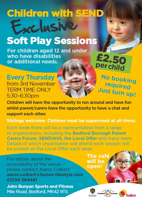 NEW EXCLUSIVE SEND SOFT PLAY SESSIONS! Starts next Thursday evening at the Bunyan Centre