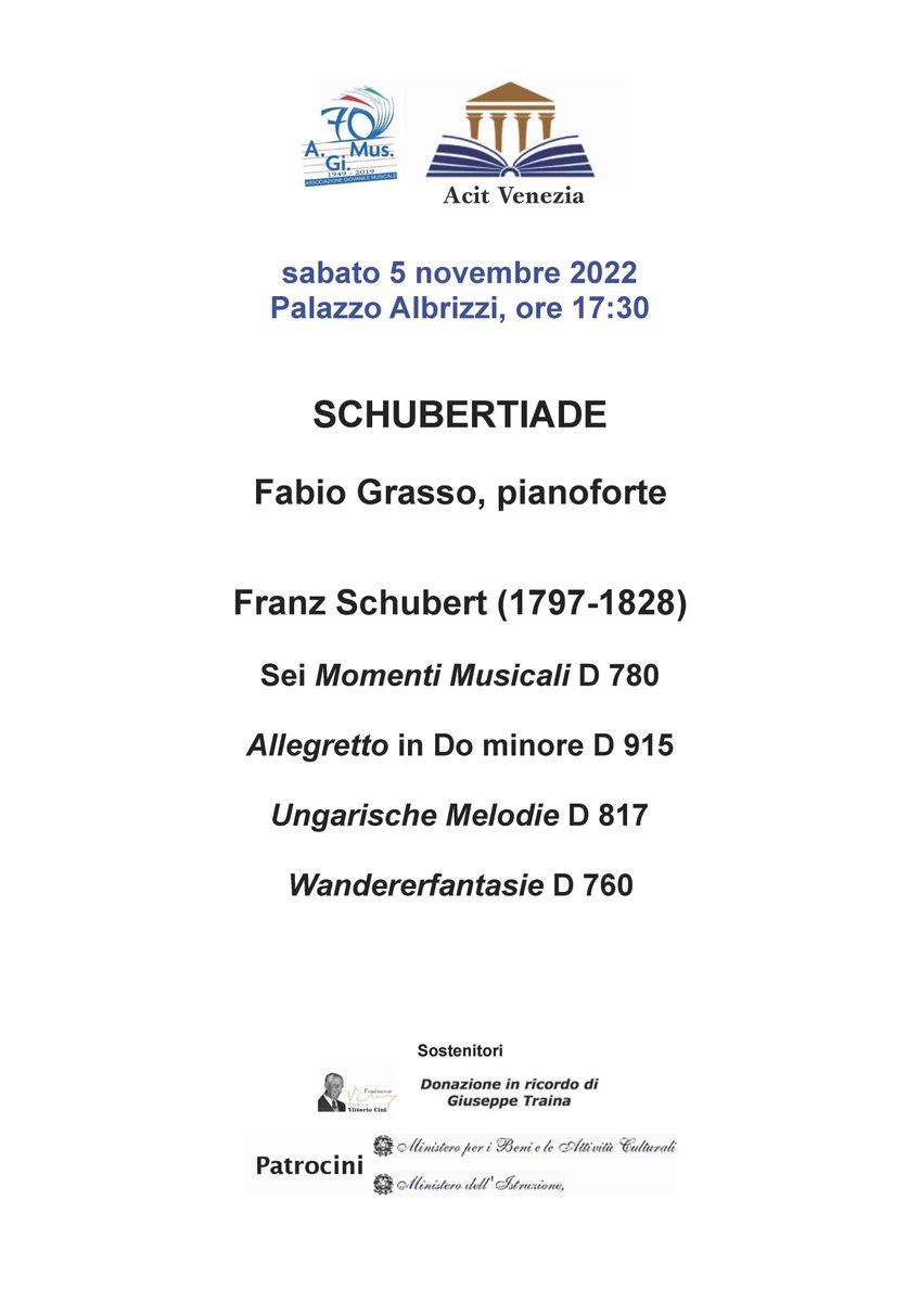 FabioGrasso9's tweet photo. #Schubertiade 5-nov-2022 https://t.co/bZDi1L3ZVl Inviare DM per richiedere prenotazioni https://t.co/DOb4EIqOBs