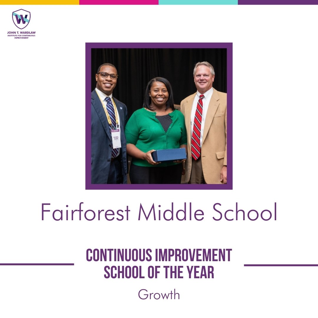 learnwsam's tweet photo. 🏆 Award Alert!
CI School of the Year for Growth: Fairforest Middle School @SpartanDistrict6. In 2020, they began CI w/6th grade math and &amp; have since expanded to all grade levels. There's been an increase in teacher collaboration &amp; data use. Congratulations, Fairforest! https://t.co/jdAfx9Fo3S
