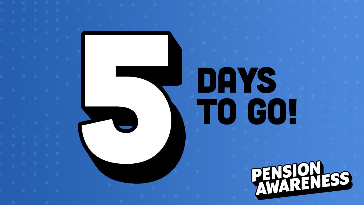 Only 5 days to go until Pension Awareness Day! There's still time to get involved! 

Sign up to find out how much you need in your pension 👉ow.ly/BcQ650Ll8Pl

#PAD22 #PensionAttention