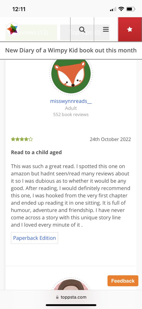 Well this is a lovely @toppsta review! 🤩 It’s the best feeling when you find a book you want to read in one sitting, so exciting to hear #EmberShadows was that for this reader!