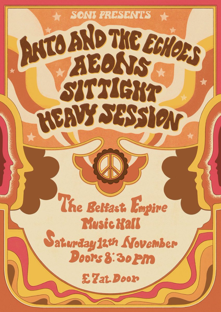 SONILive1's tweet photo. 🚨🚨NEW SONI SHOW!🚨🚨

SONI Presents...

ANTO &amp; THE ECHOES
AEONS
SIT TIGHT
HEAVY SESSION

Live at @belfastEmpire Music Hall
Saturday 12th November
Doors 8.30pm / Admission £7 at Door

A rare SONI Saturday at the beautiful Empire, and a brilliant line up for the occasion! https://t.co/Ex29KNwvHU