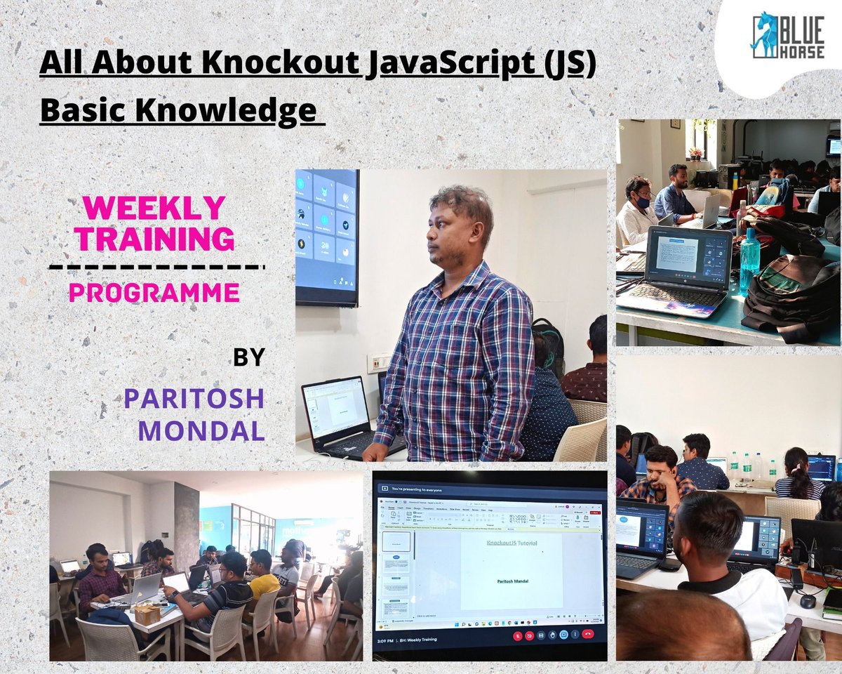 BlueHorse_sw's tweet image. Last week we had a wonderful session with our #Software_Developer on the topic "All About Knockout JavaScript (JS) Basic Knowledge" by Paritosh Mondal
#learning #technologies #softwaredeveloper #bluehorse #javascript #software #knowledge #paritoshmondal #birth #beauty #guidance