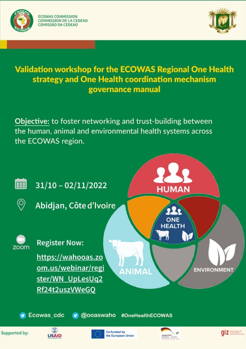 Waaph_Advocate's tweet photo. UPCOMING ACTIVITY !!!
Mark your calendars, if you wish to attend this event register here: https://t.co/vXshaVaMI9
#OneHealthECOWAS https://t.co/IUoXiBFvZI
MT @Ecowas_cdc @NCDCgov @iphfonline @inovate2100 @AfriGovR